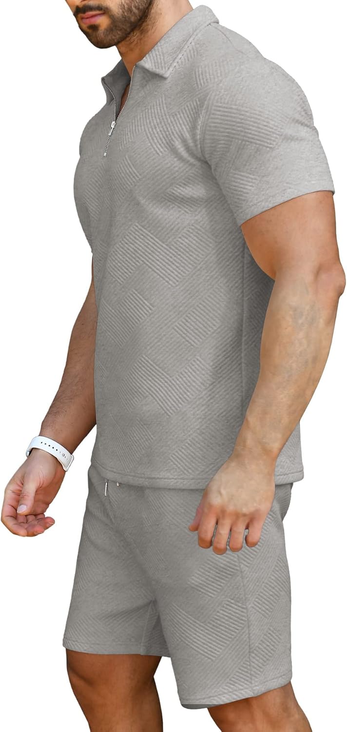 KUYIGO Men's Polo Shirt & Shorts 2-Piece Set Summer Tracksuit Clothing Fashion Casual Sweatsuits M-3XL Britstyle Boutique
