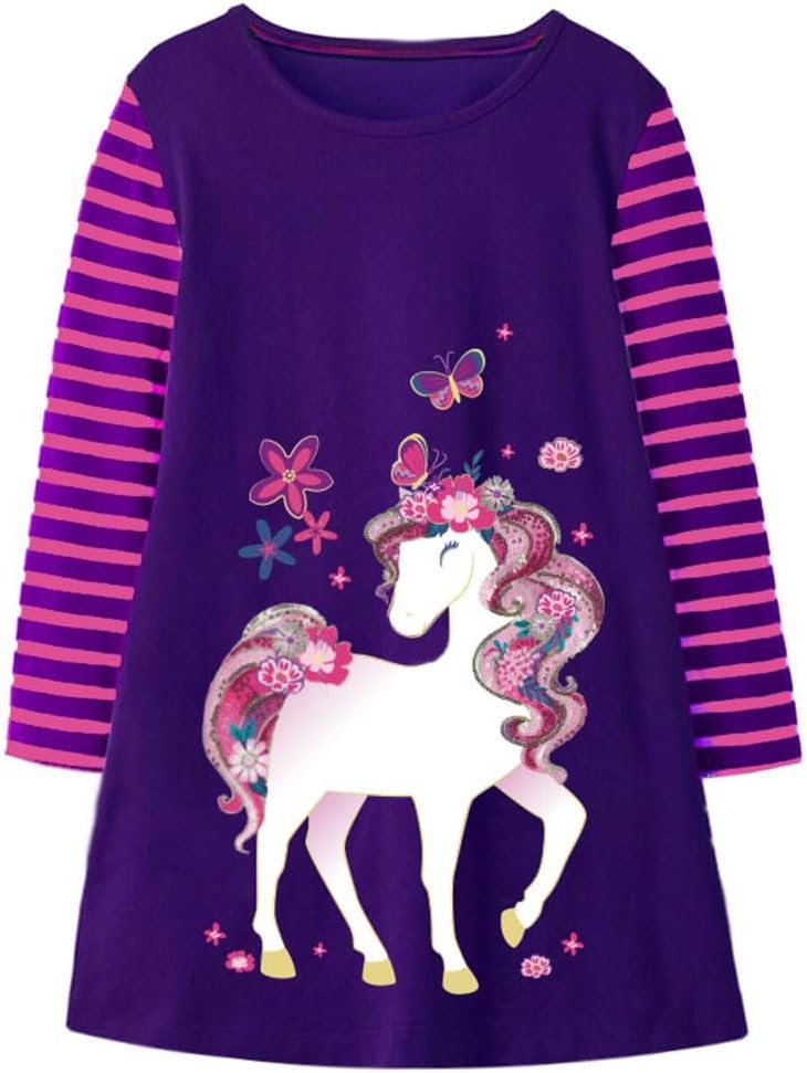 Girls Dress Rainbow Long Sleeve Embroidery Star Age 1-8 Years Britstyle Boutique