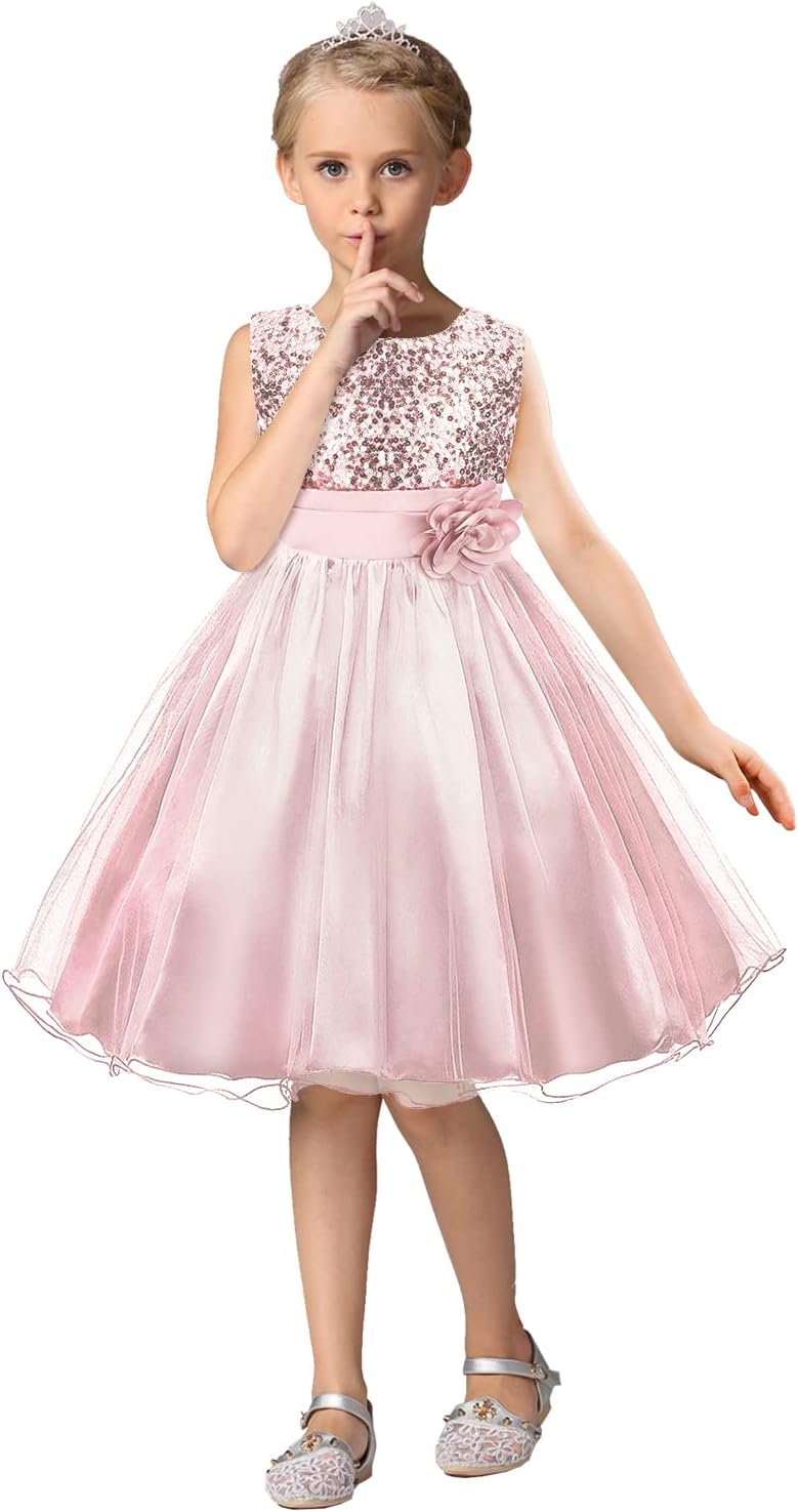 Girls Princess Dress Sequin Tulle Flower Pageant Birthday Party Wedding Bridesmaid Girl Dresses for 3-12 Years Britstyle Boutique