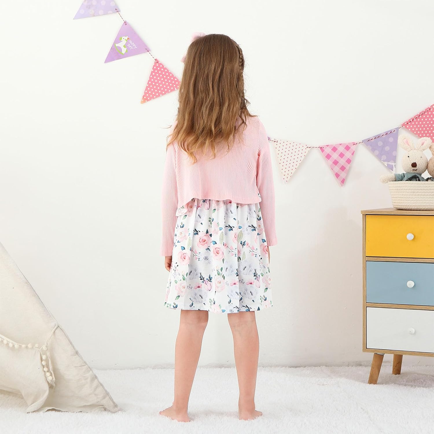 Baby Girls Dress and Cardigan Sets Toddler Girl Floral Print Sleeveless Dress and Long Sleeve Coat 2Pcs Outfits Britstyle Boutique
