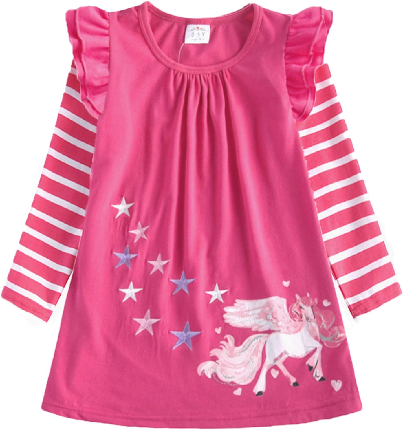 Girls Dress Rainbow Long Sleeve Embroidery Star Age 1-8 Years Britstyle Boutique