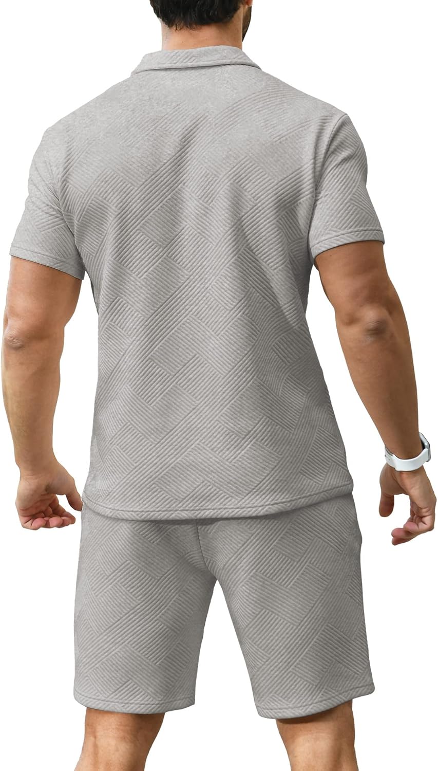 KUYIGO Men's Polo Shirt & Shorts 2-Piece Set Summer Tracksuit Clothing Fashion Casual Sweatsuits M-3XL Britstyle Boutique