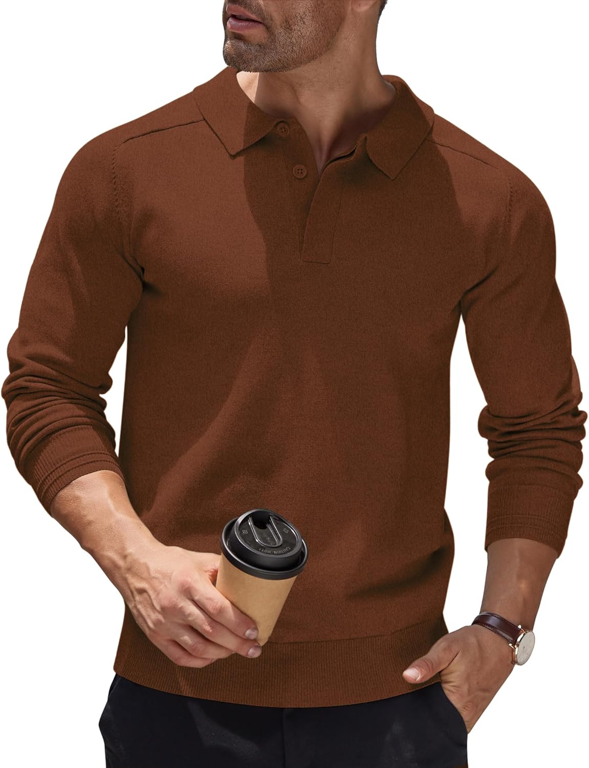 Men's Jumper Poloshirt Long Sleeve Top Knitted Pullover Regular Fit Winter Sweater Casual Solid Color Sweatshirt Britstyle Boutique