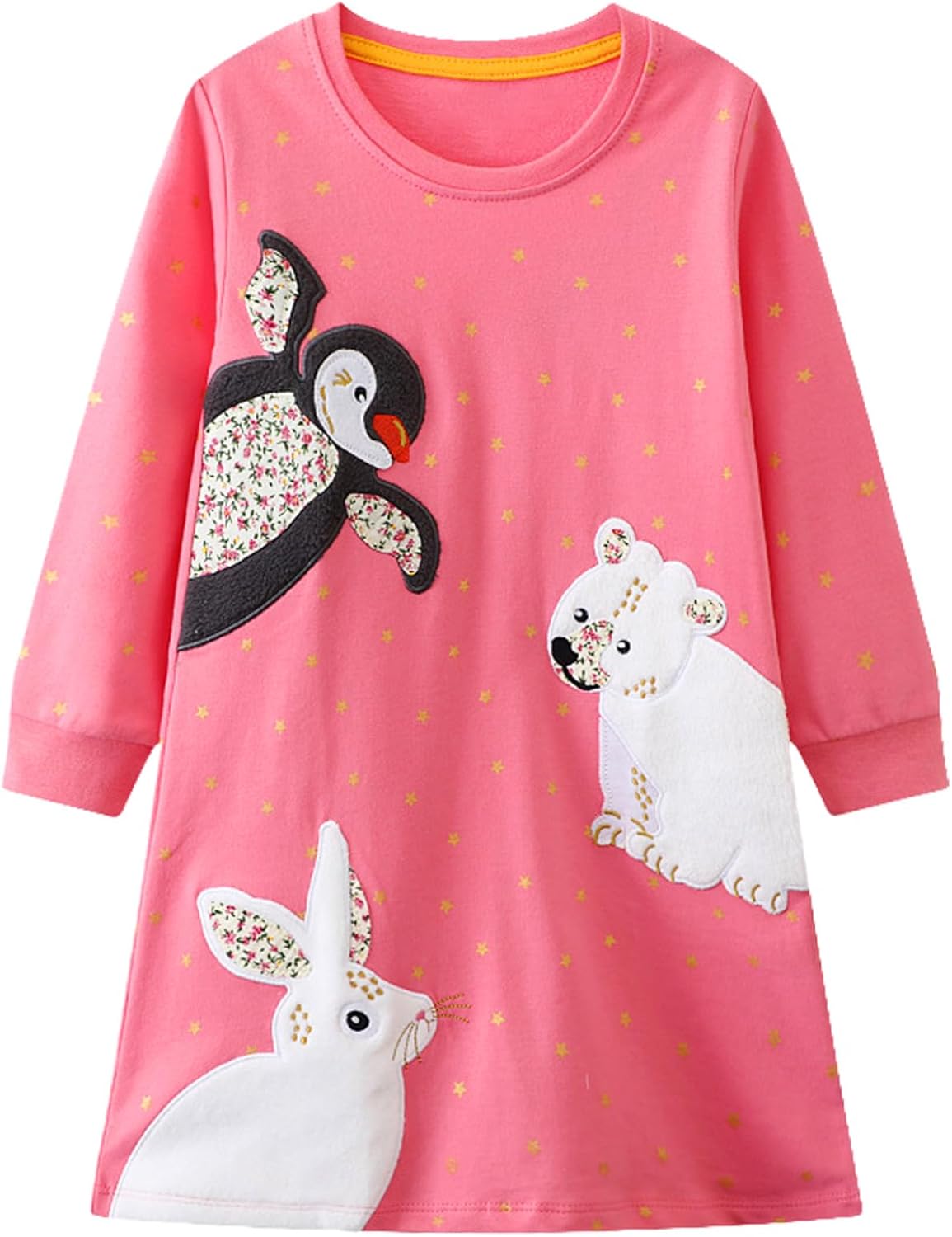 Girls Dress Rainbow Long Sleeve Embroidery Star Age 1-8 Years Britstyle Boutique