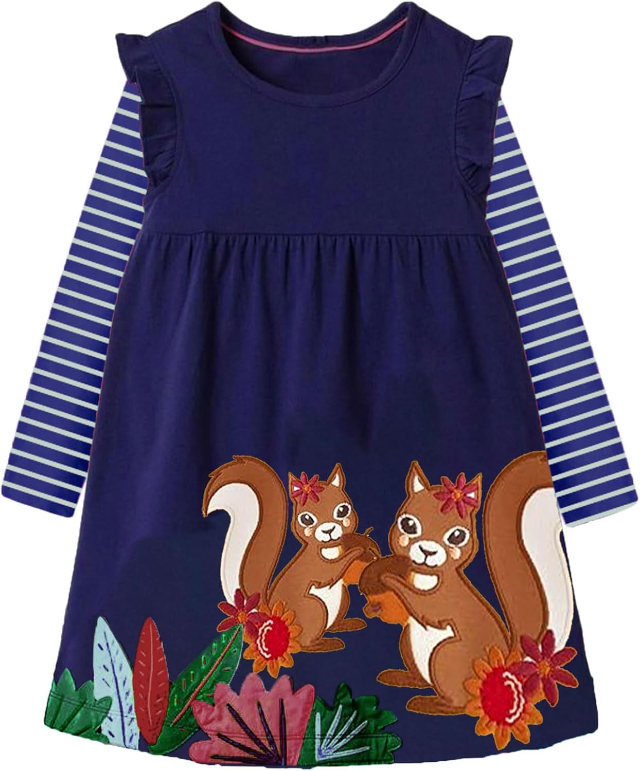 Girls Dress Rainbow Long Sleeve Embroidery Star Age 1-8 Years Britstyle Boutique
