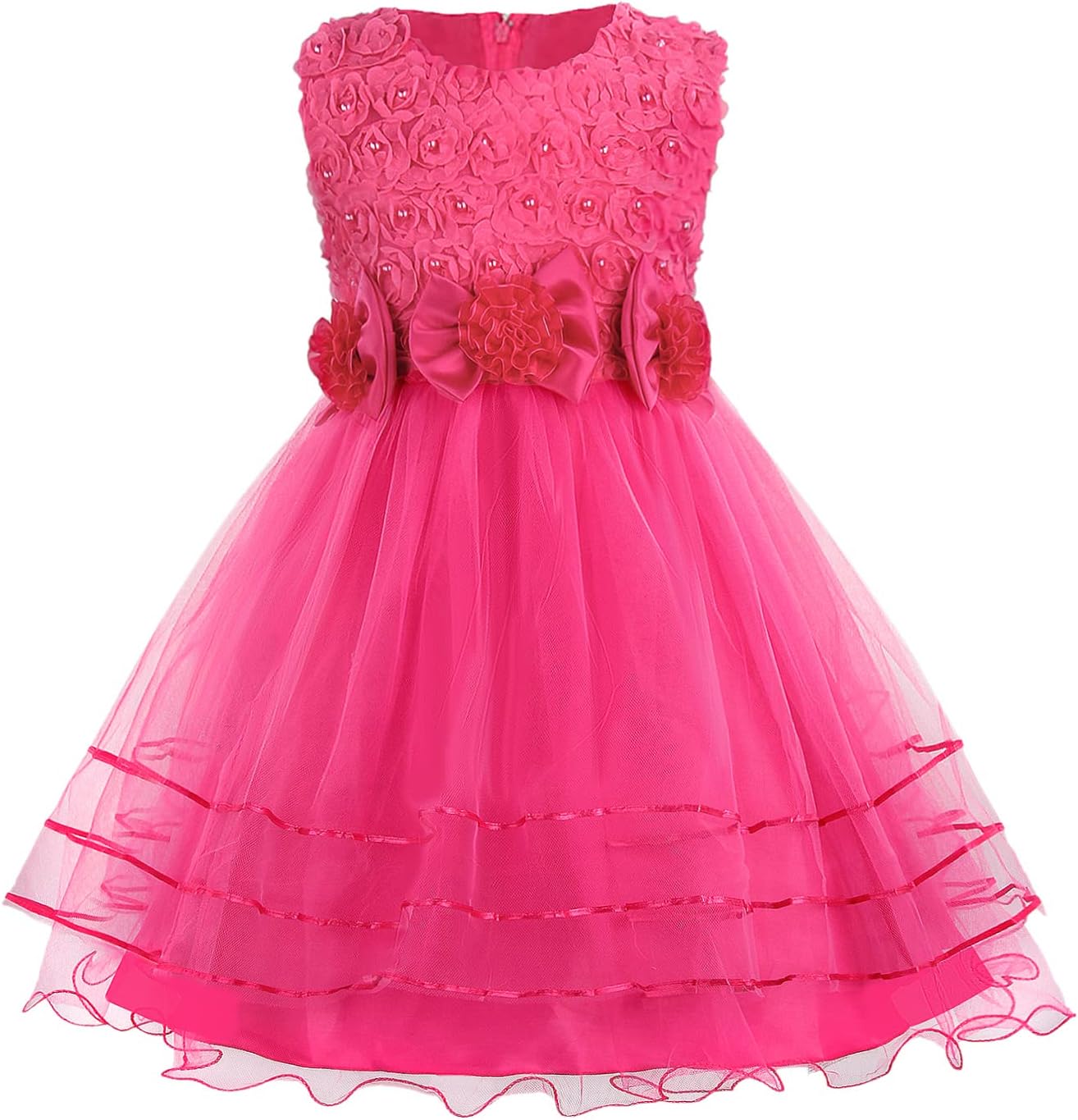 Prinzessin Kleid Rose Blume Fliege Partykleid Tüll Hochzeitskleid Brautjungfer Taufe Elegantes formelles Kleid für Mädchen Britstyle Boutique
