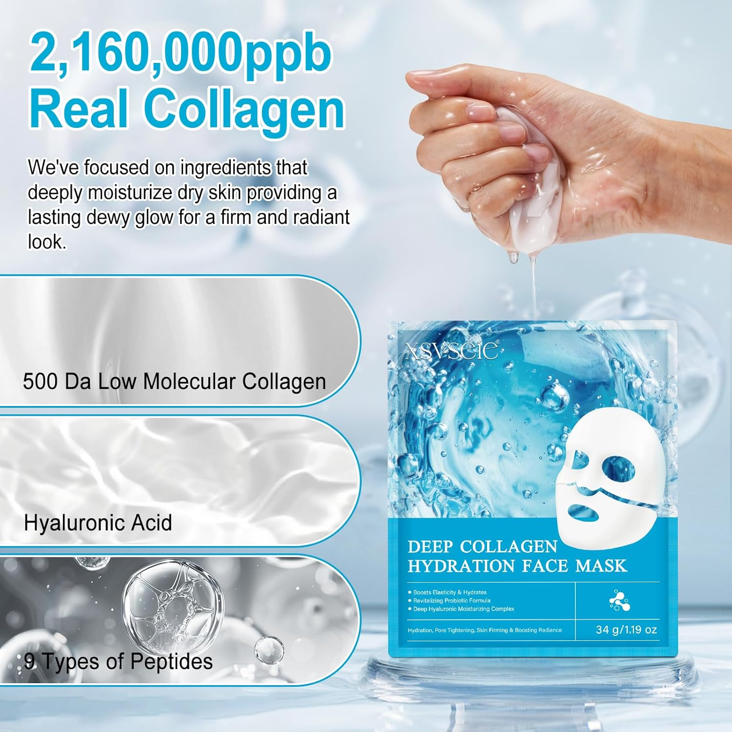 Collagen Face Mask with Deep Hydration,Bio Collagen Face Mask,Collagen Mask Overnight, Moisturizing and Water-Locking Properties, Brightens Skin Tone Britstyle Boutique