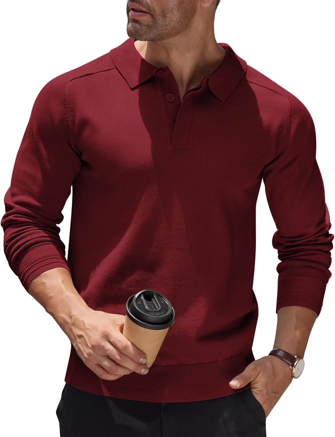 Men's Jumper Poloshirt Long Sleeve Top Knitted Pullover Regular Fit Winter Sweater Casual Solid Color Sweatshirt Britstyle Boutique