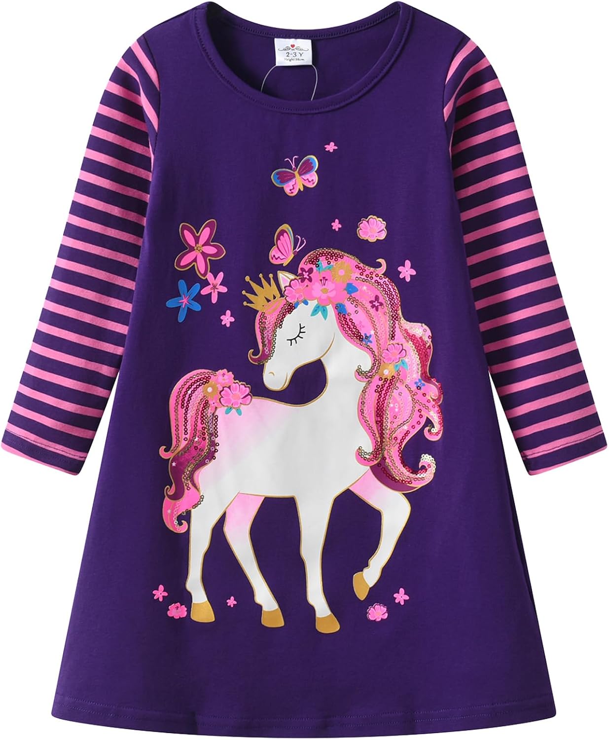 Girls Dress Rainbow Long Sleeve Embroidery Star Age 1-8 Years Britstyle Boutique