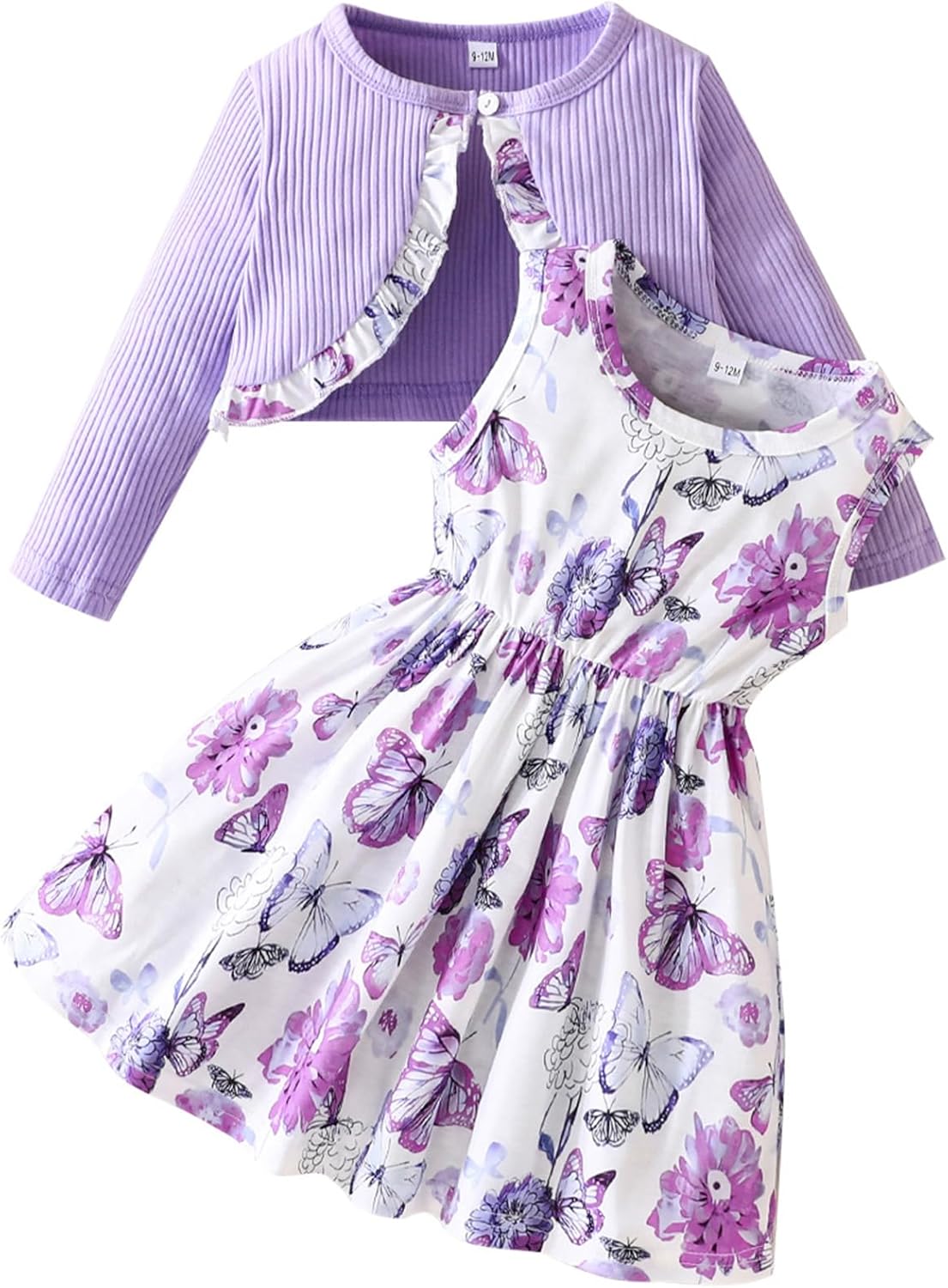 Baby Girls Dress and Cardigan Sets Toddler Girl Floral Print Sleeveless Dress and Long Sleeve Coat 2Pcs Outfits Britstyle Boutique