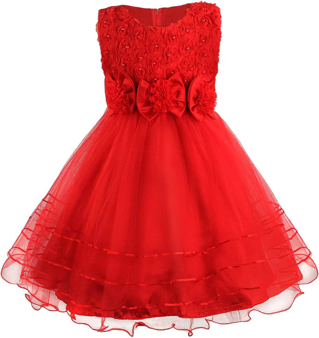 Prinzessin Kleid Rose Blume Fliege Partykleid Tüll Hochzeitskleid Brautjungfer Taufe Elegantes formelles Kleid für Mädchen Britstyle Boutique