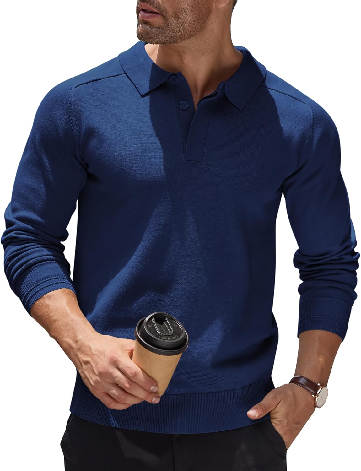 Men's Jumper Poloshirt Long Sleeve Top Knitted Pullover Regular Fit Winter Sweater Casual Solid Color Sweatshirt Britstyle Boutique