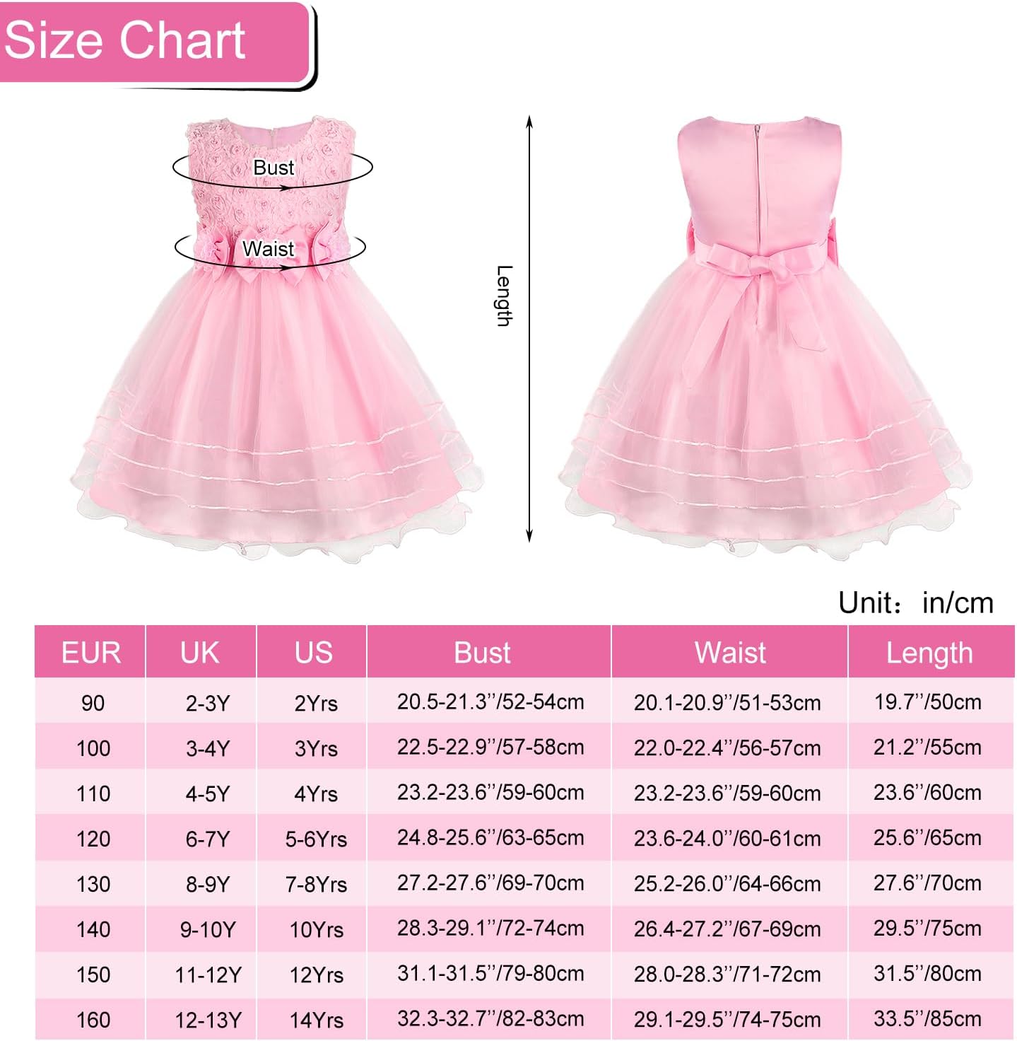 Prinzessin Kleid Rose Blume Fliege Partykleid Tüll Hochzeitskleid Brautjungfer Taufe Elegantes formelles Kleid für Mädchen Britstyle Boutique