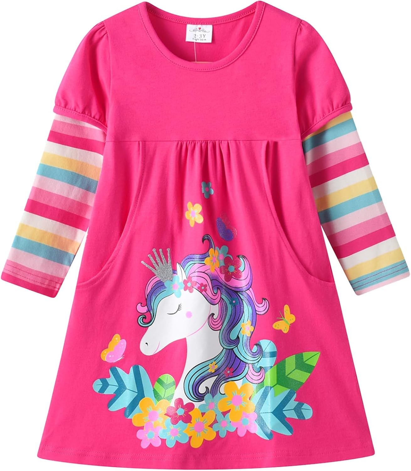 Girls Dress Rainbow Long Sleeve Embroidery Star Age 1-8 Years Britstyle Boutique