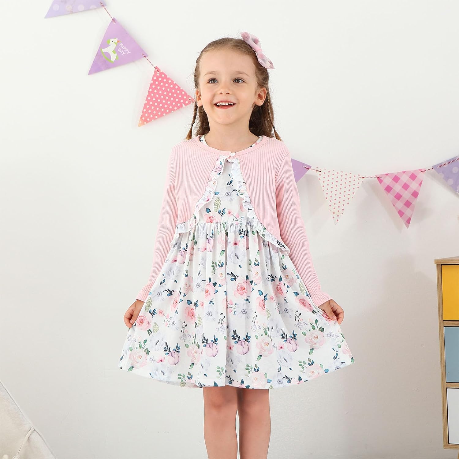 Baby Girls Dress and Cardigan Sets Toddler Girl Floral Print Sleeveless Dress and Long Sleeve Coat 2Pcs Outfits Britstyle Boutique