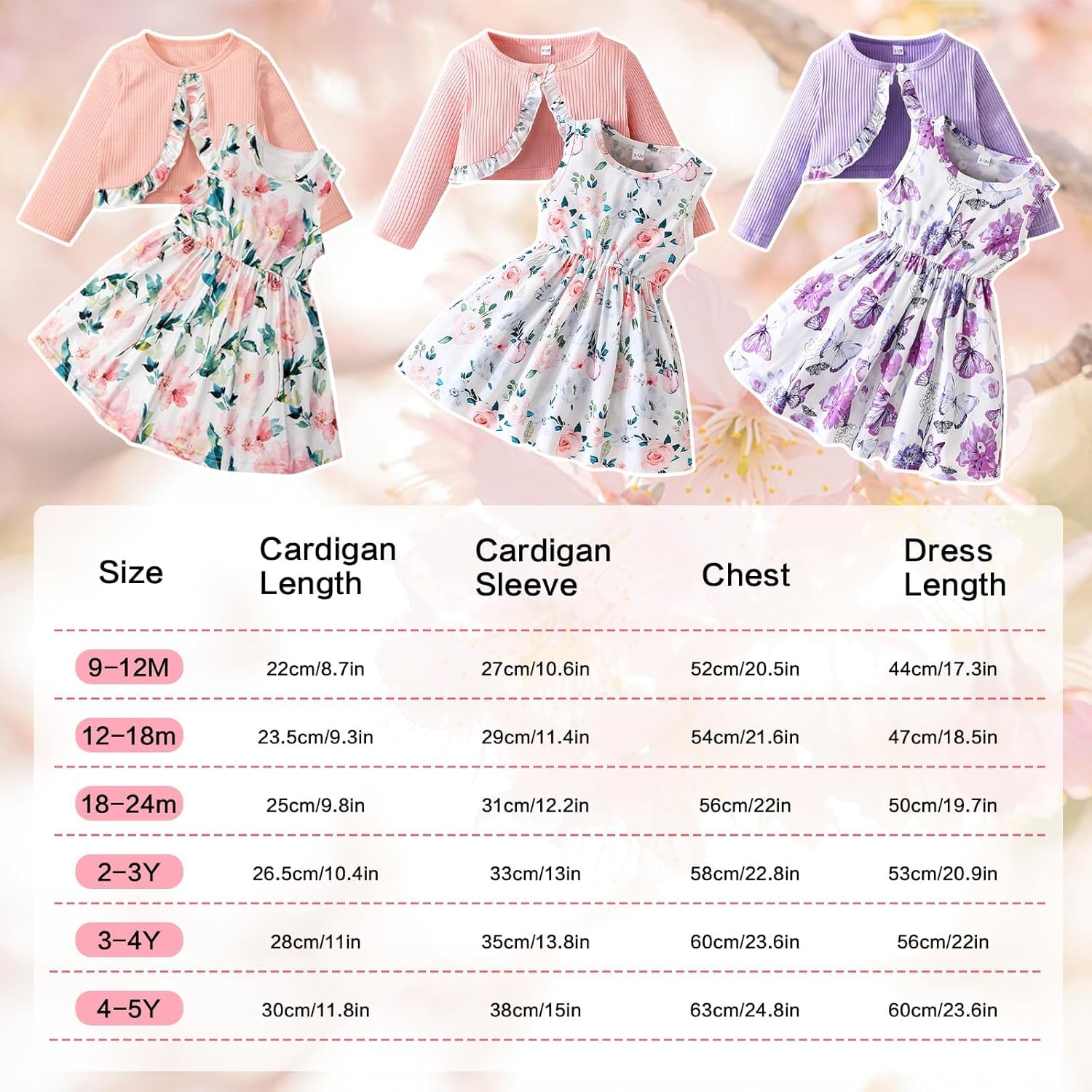 Baby Girls Dress and Cardigan Sets Toddler Girl Floral Print Sleeveless Dress and Long Sleeve Coat 2Pcs Outfits Britstyle Boutique