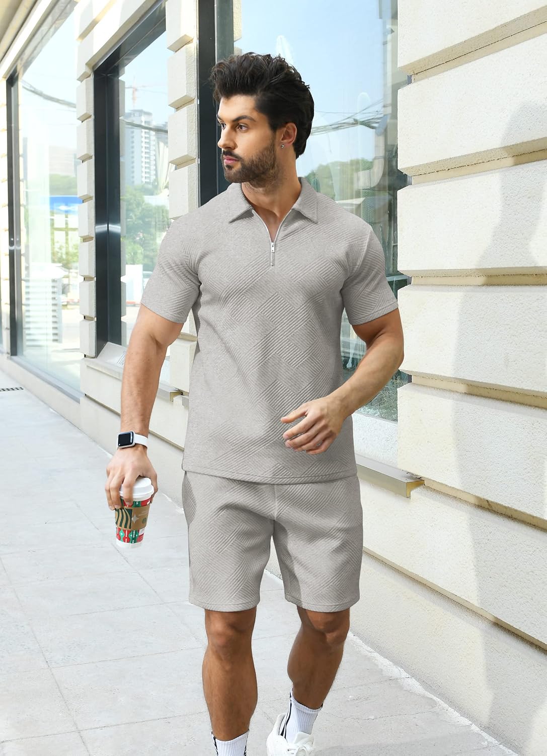 KUYIGO Men's Polo Shirt & Shorts 2-Piece Set Summer Tracksuit Clothing Fashion Casual Sweatsuits M-3XL Britstyle Boutique