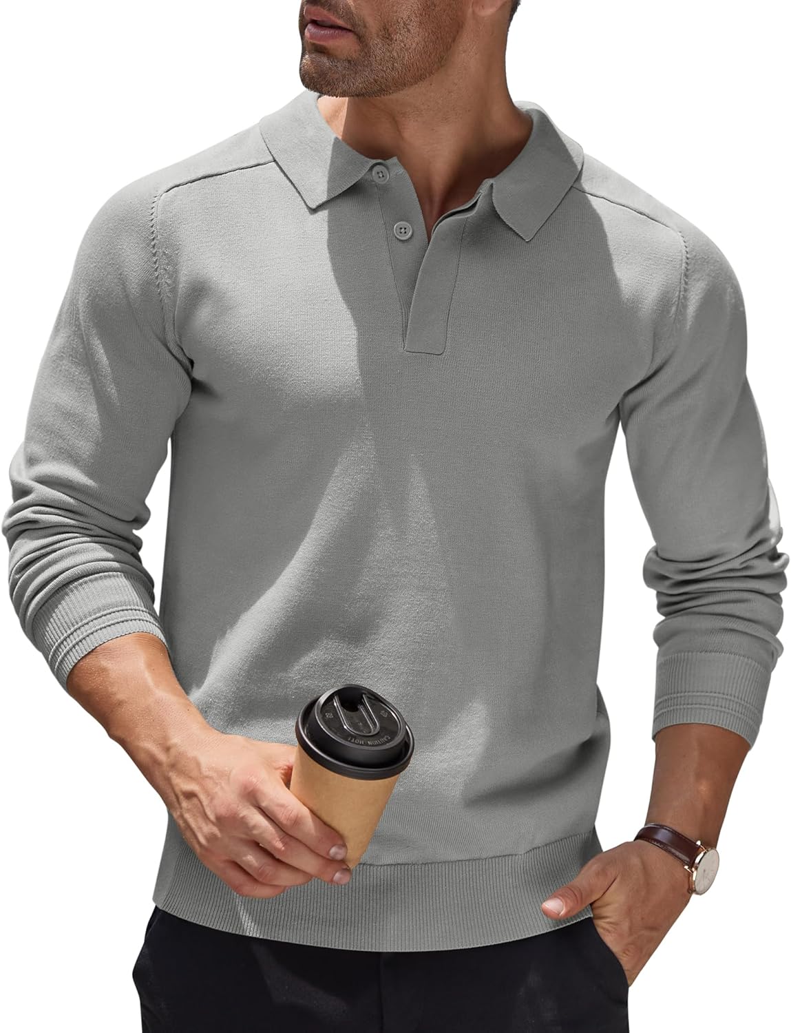 Men's Jumper Poloshirt Long Sleeve Top Knitted Pullover Regular Fit Winter Sweater Casual Solid Color Sweatshirt Britstyle Boutique
