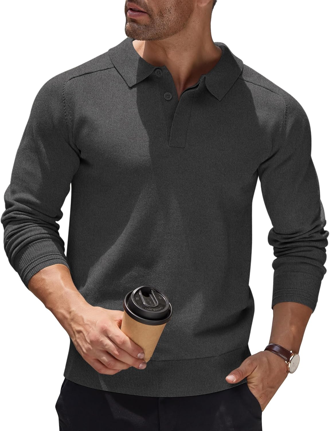 Men's Jumper Poloshirt Long Sleeve Top Knitted Pullover Regular Fit Winter Sweater Casual Solid Color Sweatshirt Britstyle Boutique