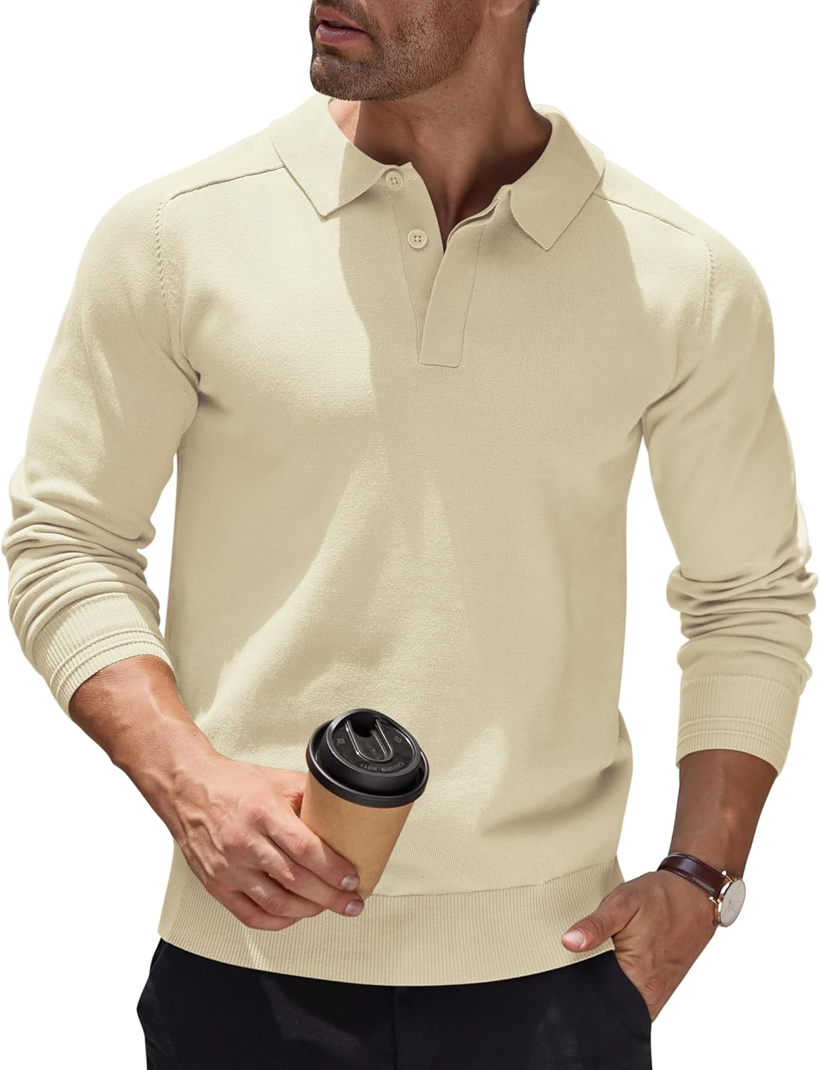 Men's Jumper Poloshirt Long Sleeve Top Knitted Pullover Regular Fit Winter Sweater Casual Solid Color Sweatshirt Britstyle Boutique