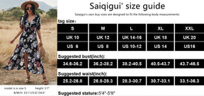 Women's Summer Short Sleeve V-Neck Floral Casual Maxi Long Dress Beach Boho Style Britstyle Boutique