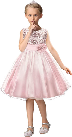 Girls Princess Dress Sequin Tulle Flower Pageant Birthday Party Wedding Bridesmaid Girl Dresses for 3-12 Years Britstyle Boutique
