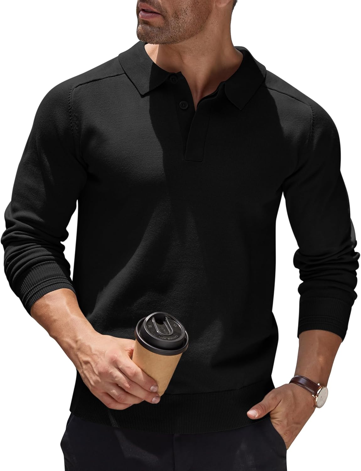 Men's Jumper Poloshirt Long Sleeve Top Knitted Pullover Regular Fit Winter Sweater Casual Solid Color Sweatshirt Britstyle Boutique