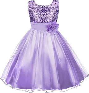 Girls Princess Dress Sequin Tulle Flower Pageant Birthday Party Wedding Bridesmaid Girl Dresses for 3-12 Years Britstyle Boutique