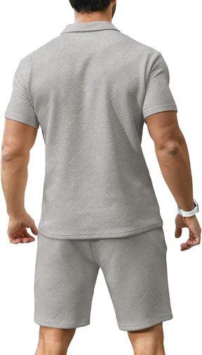 KUYIGO Men's Polo Shirt & Shorts 2-Piece Set Summer Tracksuit Clothing Fashion Casual Sweatsuits M-3XL Britstyle Boutique