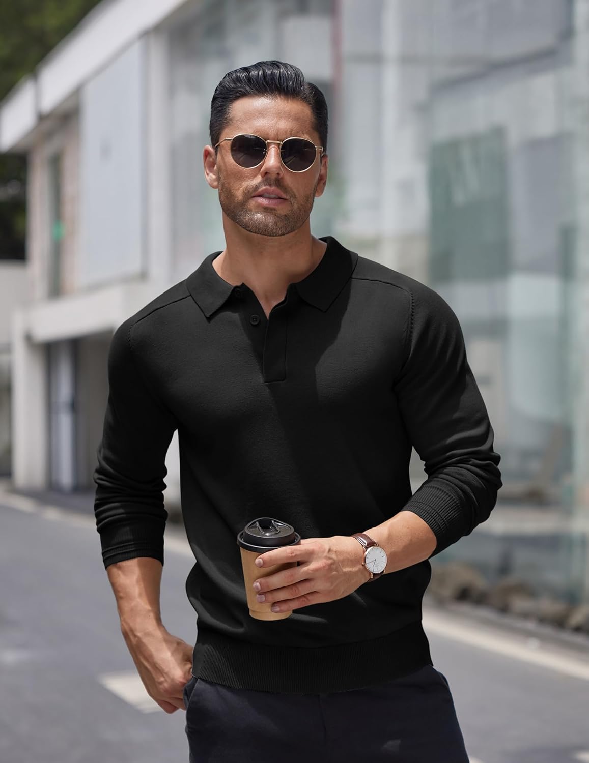 Men's Jumper Poloshirt Long Sleeve Top Knitted Pullover Regular Fit Winter Sweater Casual Solid Color Sweatshirt Britstyle Boutique