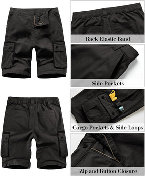 Mens Cargo Shorts Casual Cotton Combat Shorts Multi-Pocket Elastic Waist Utility Work Shorts Britstyle Boutique