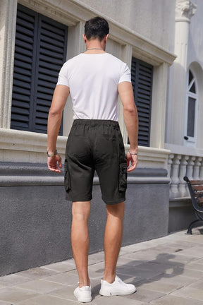 Mens Cargo Shorts Casual Cotton Combat Shorts Multi-Pocket Elastic Waist Utility Work Shorts Britstyle Boutique