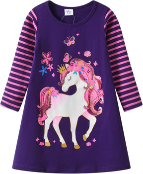 Girls Dress Rainbow Long Sleeve Embroidery Star Age 1-8 Years Britstyle Boutique