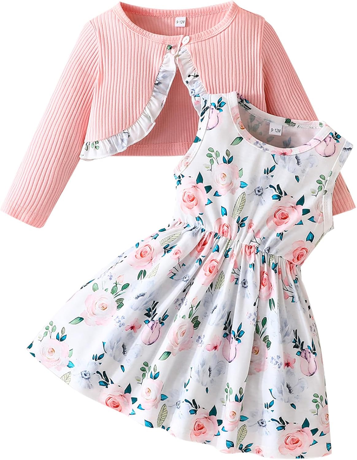 Baby Girls Dress and Cardigan Sets Toddler Girl Floral Print Sleeveless Dress and Long Sleeve Coat 2Pcs Outfits Britstyle Boutique