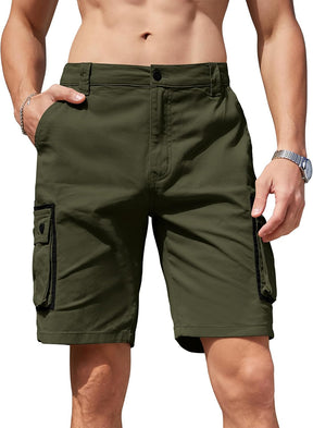 Mens Cargo Shorts Casual Cotton Combat Shorts Multi-Pocket Elastic Waist Utility Work Shorts Britstyle Boutique