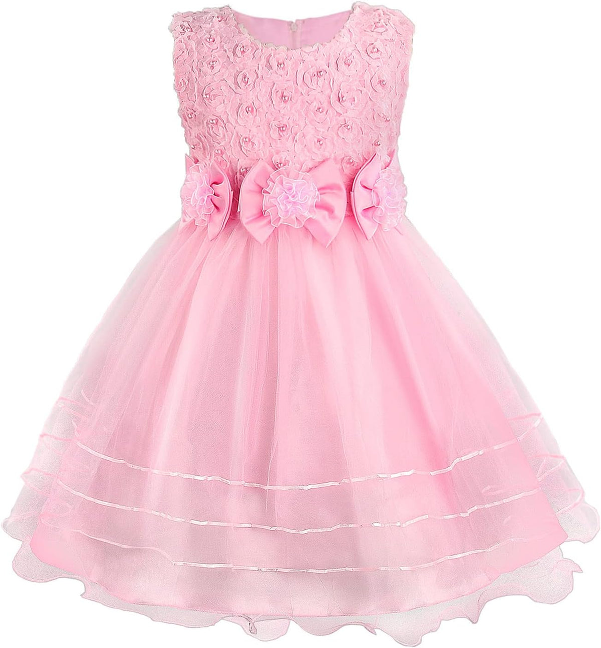 Prinzessin Kleid Rose Blume Fliege Partykleid Tüll Hochzeitskleid Brautjungfer Taufe Elegantes formelles Kleid für Mädchen Britstyle Boutique
