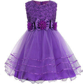 Prinzessin Kleid Rose Blume Fliege Partykleid Tüll Hochzeitskleid Brautjungfer Taufe Elegantes formelles Kleid für Mädchen Britstyle Boutique