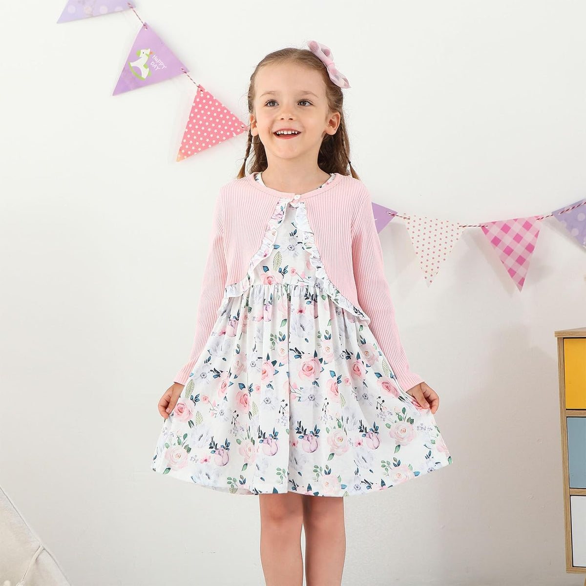 Baby Girls Dress and Cardigan Sets Toddler Girl Floral Print Sleeveless Dress and Long Sleeve Coat 2Pcs Outfits Britstyle Boutique
