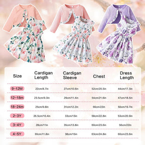 Baby Girls Dress and Cardigan Sets Toddler Girl Floral Print Sleeveless Dress and Long Sleeve Coat 2Pcs Outfits Britstyle Boutique